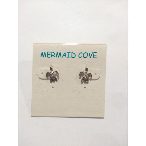 Mermaid Cove 925 Sterling Silver Stud Earrings Mini Seaturtle Turtle Posts - Picture 2 of 4